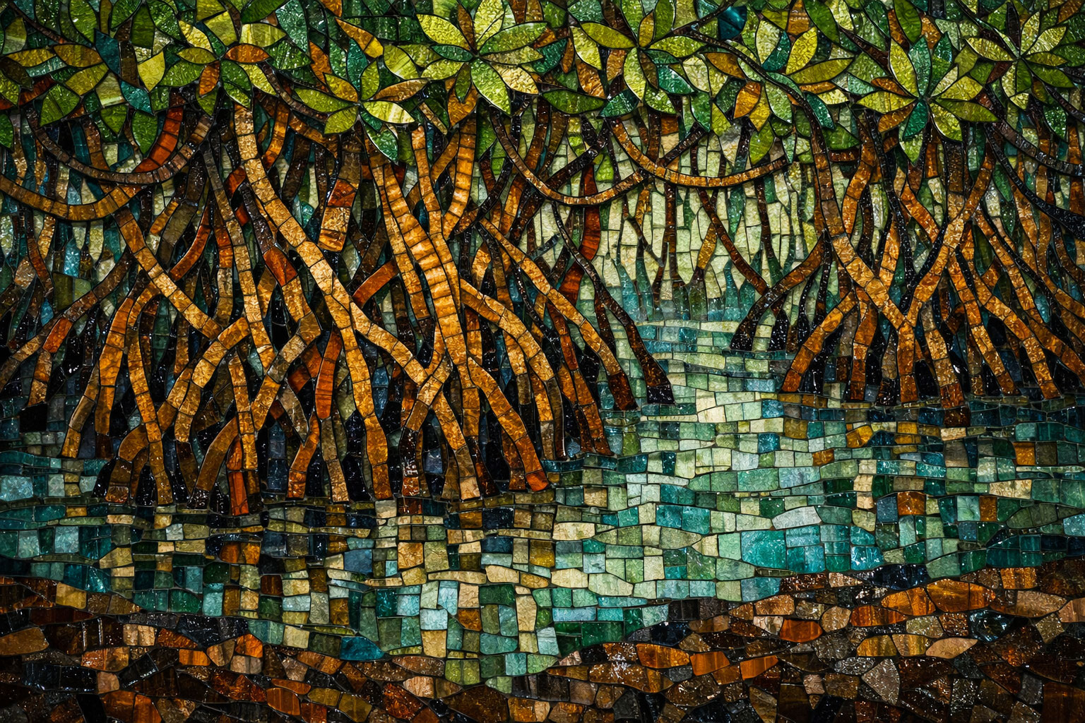 Bioma (Mangrovie) in Vetro di Murano