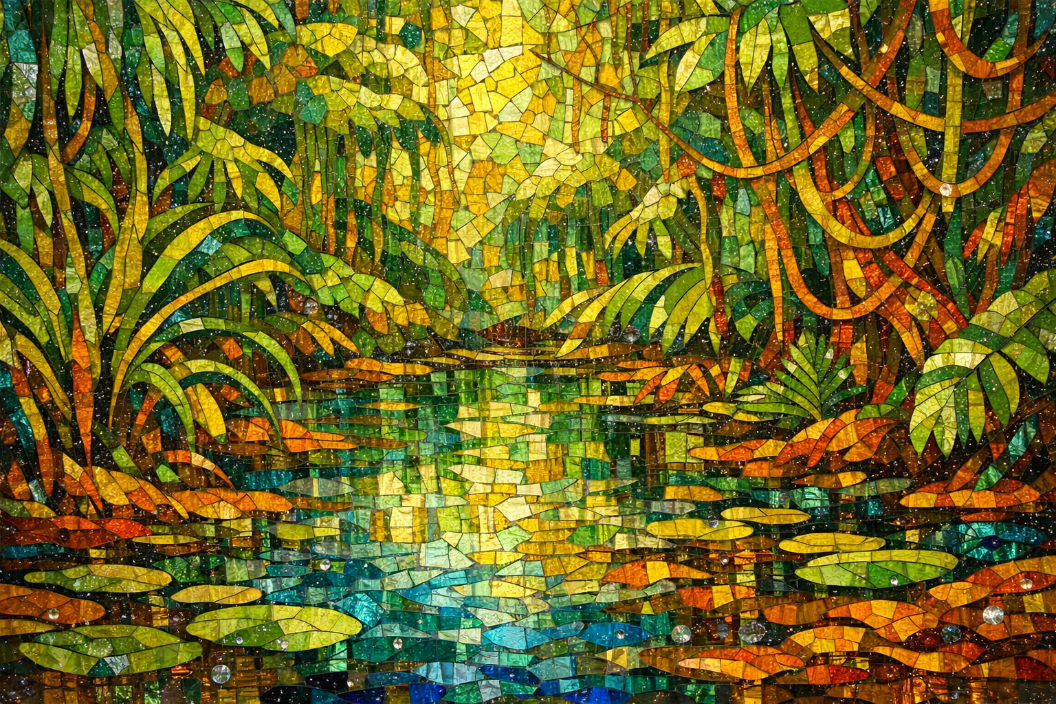 Bioma (Paludi Tropicali) in Vetro di Murano