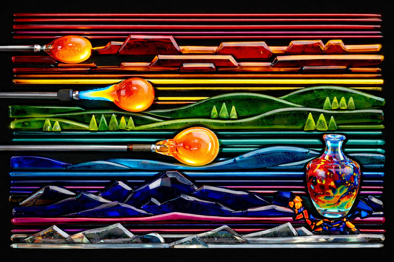 Fasi della lavorazione del Vetro di Murano