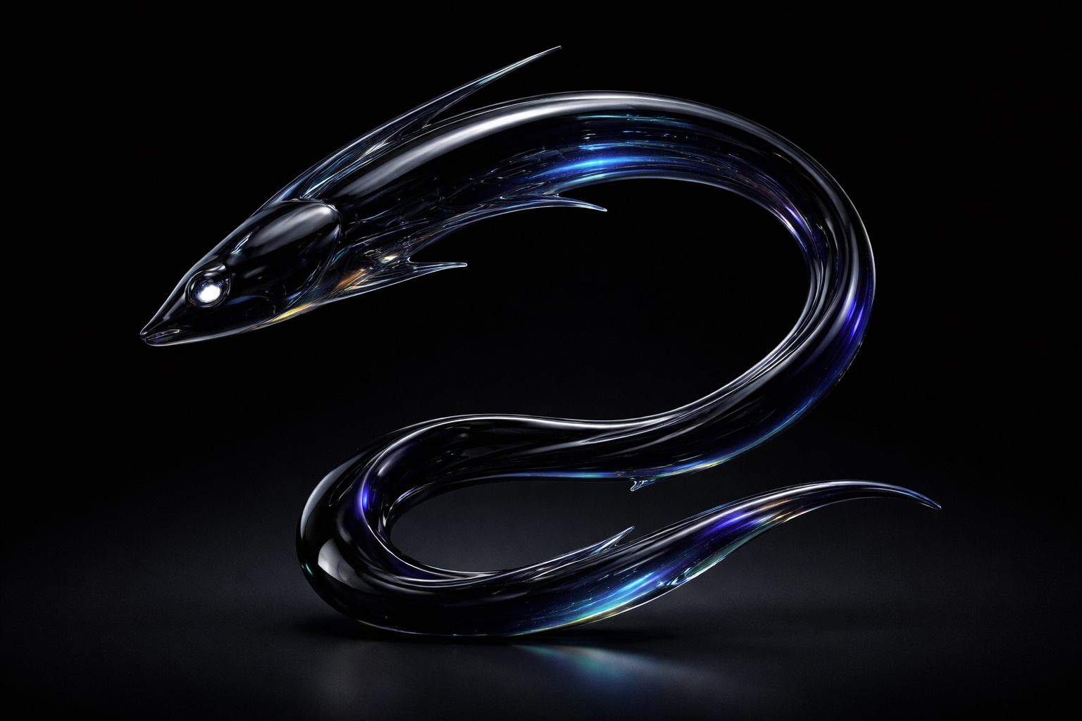 Pesce Drago Nero (Idiacanthus Antrostomus) in Vetro di Murano