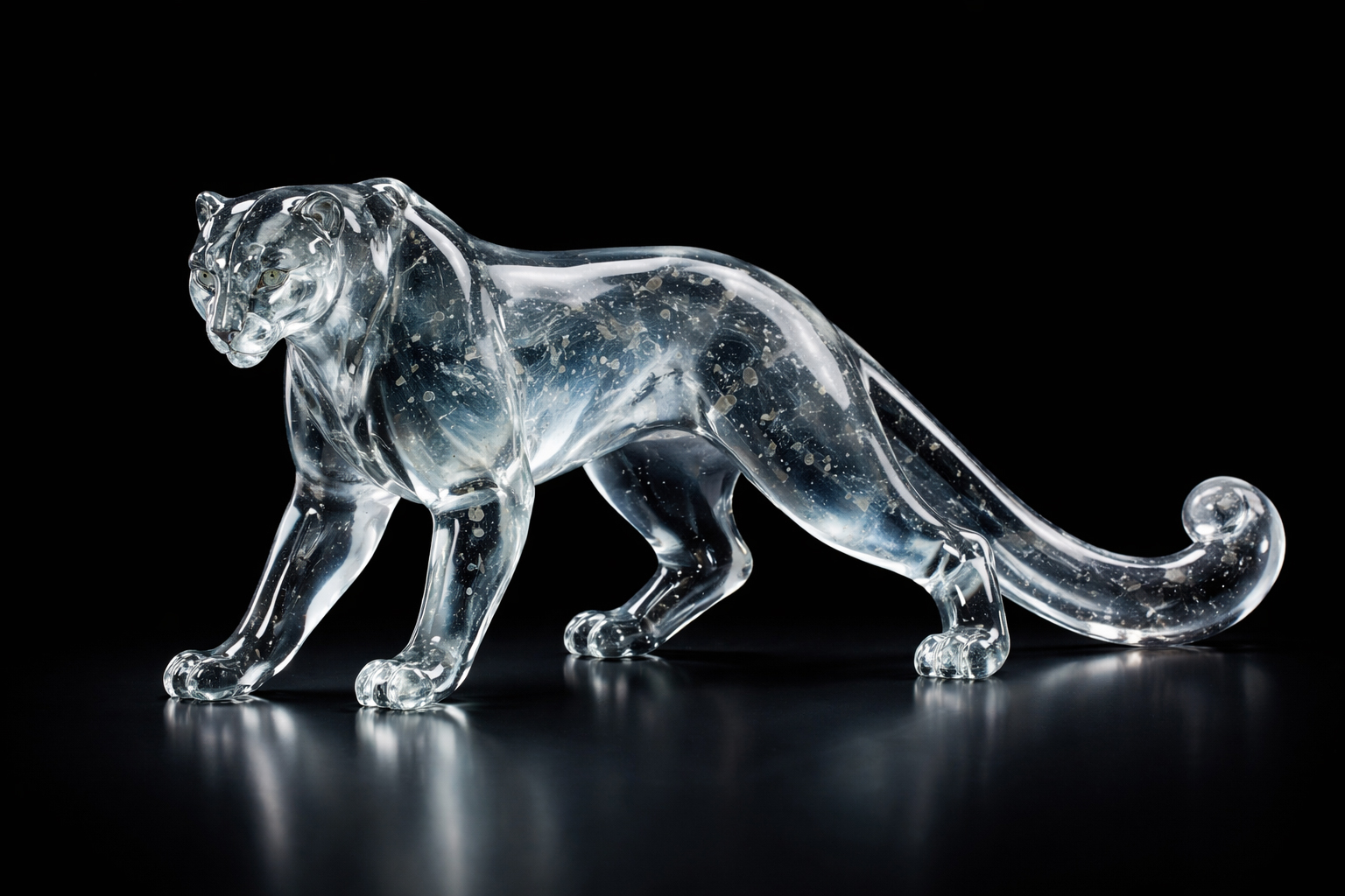 Leopardo delle Nevi (Panthera Uncia) in Vetro di Murano