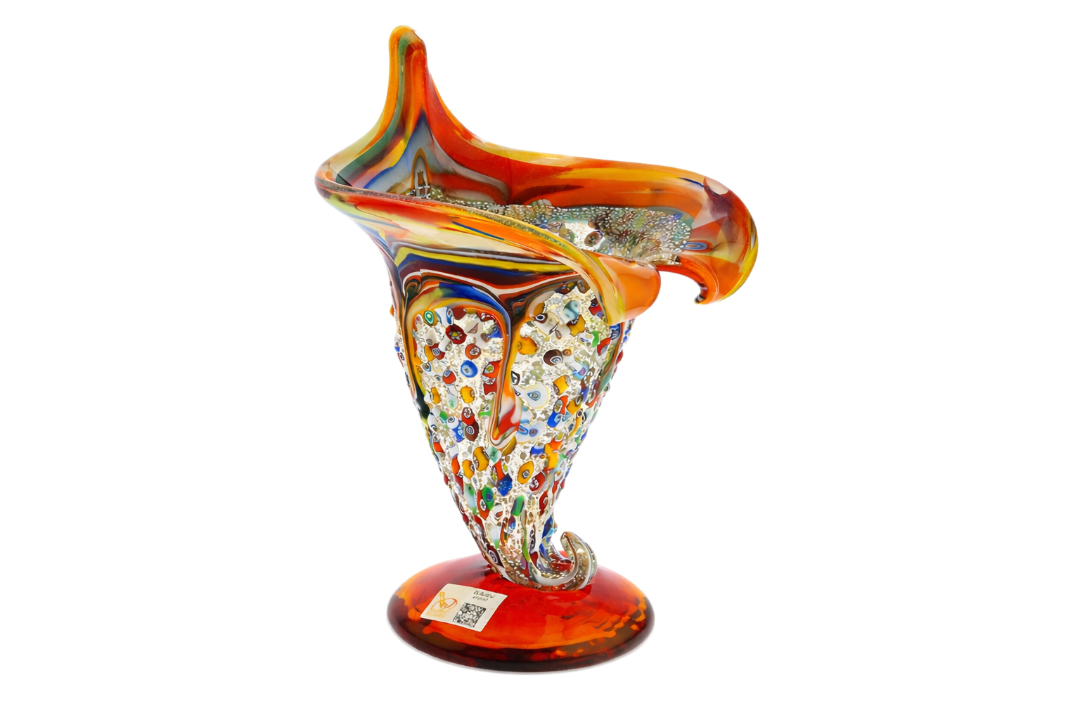Millefiori Murano Glass Vase (Horn of Plenty) – Multicolor