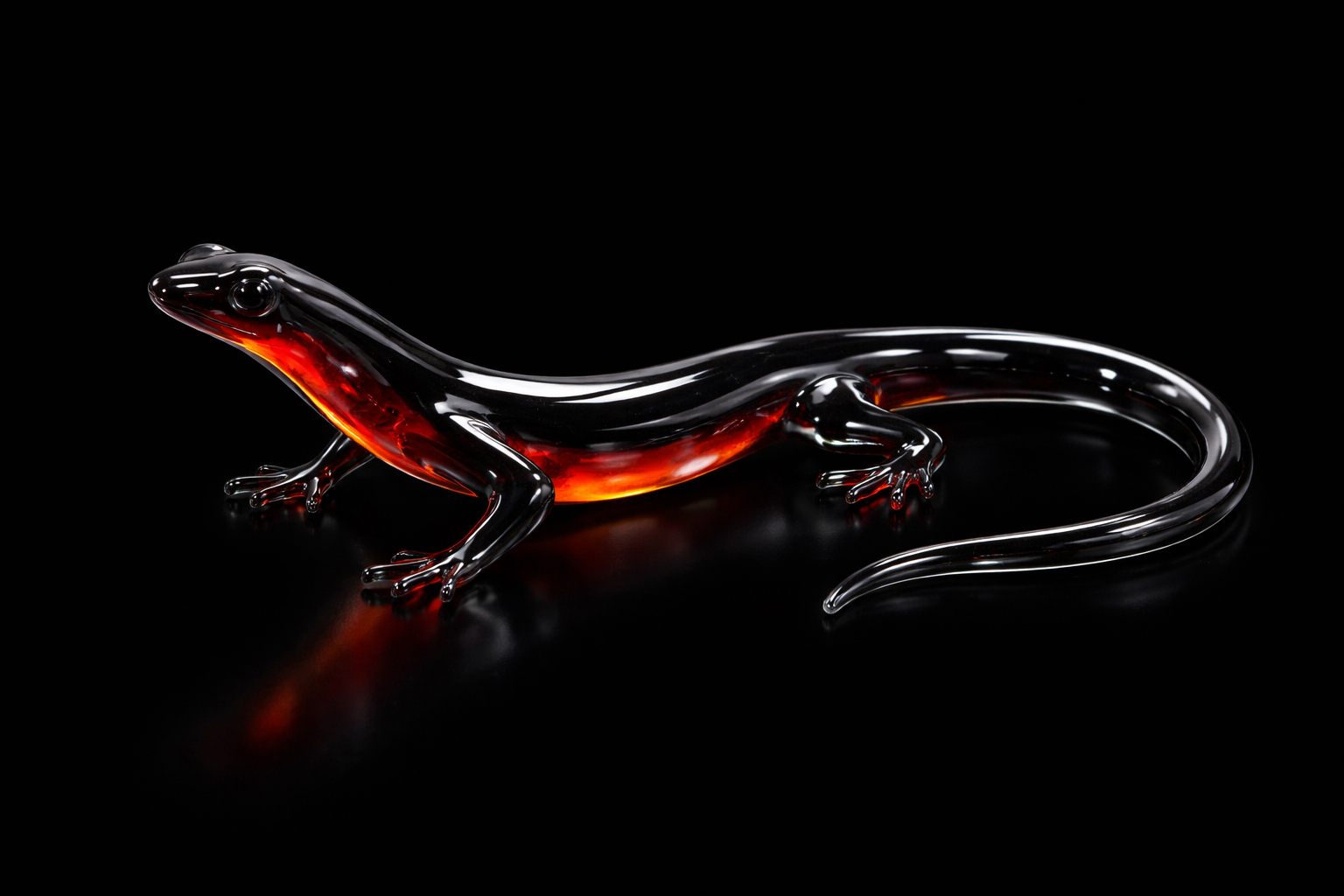 Murano Glass Northern Spectacled Salamander (Salamandrina Perspicillata)
