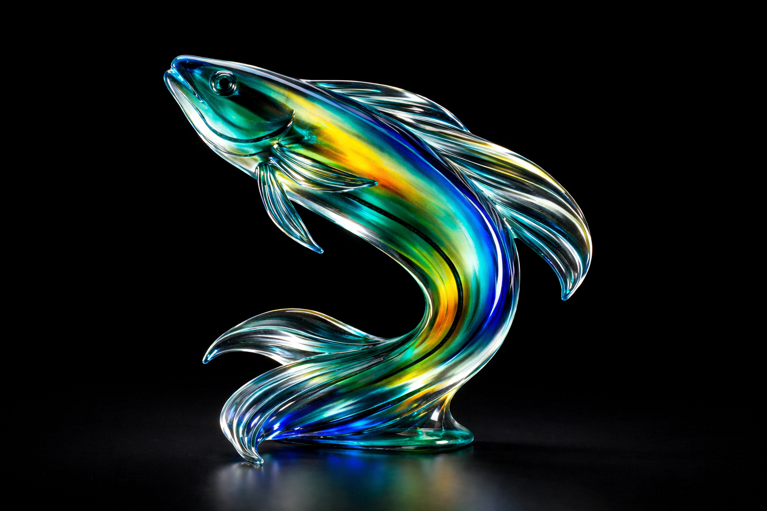 Murano Glass Ornate Wrasse (Thalassoma Pavo)
