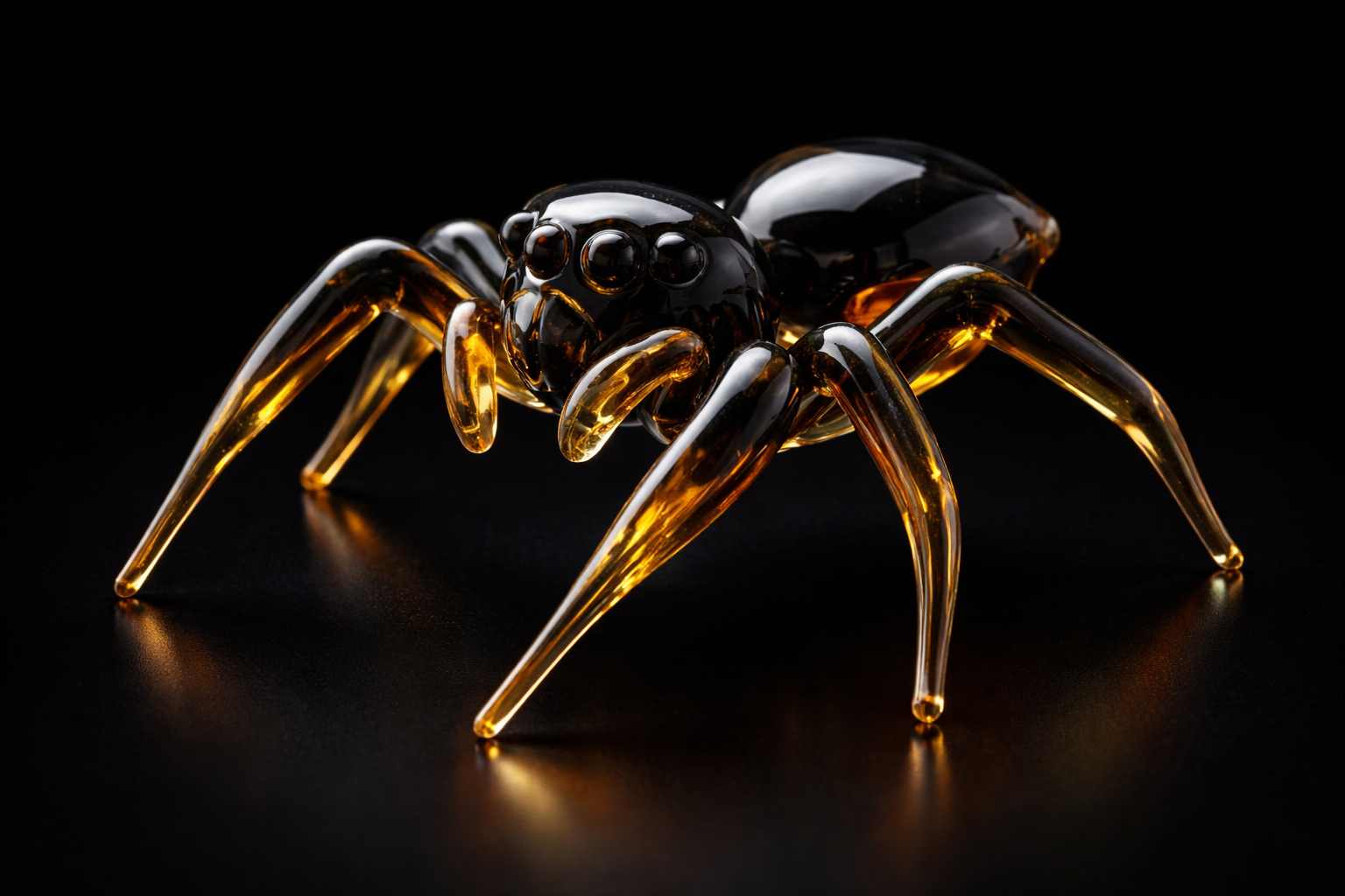 Murano Glass Yellow-legged Jumping Spider (Heliophanus Flavipes)