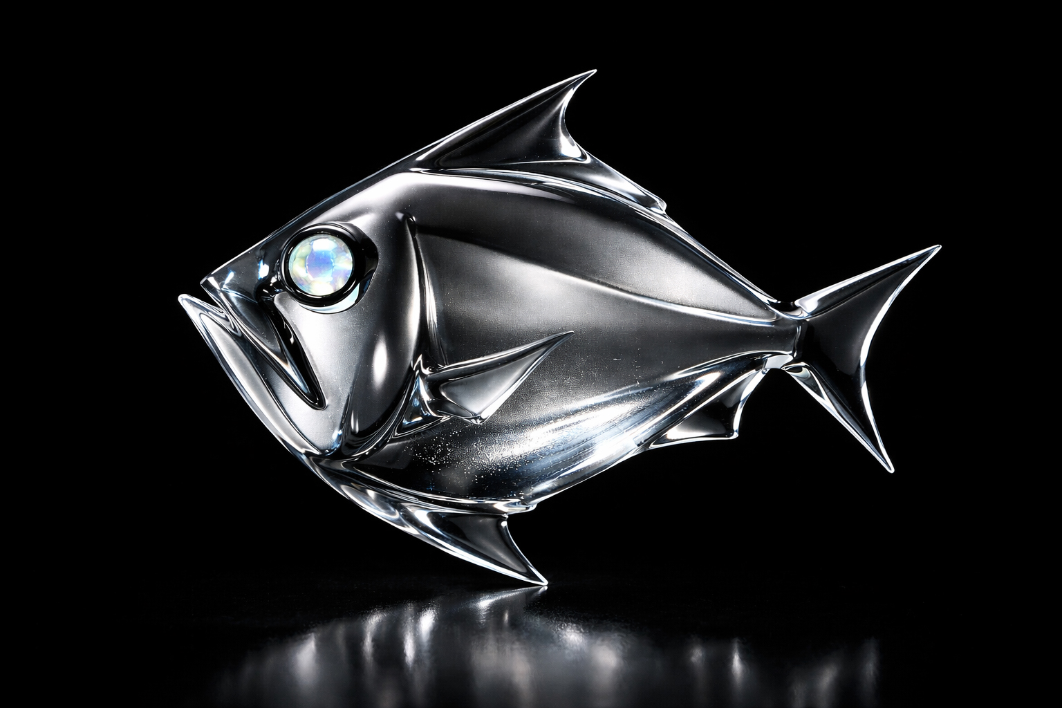 Pesce Accetta Gigante (Argyropelecus Gigas) in Vetro di Murano