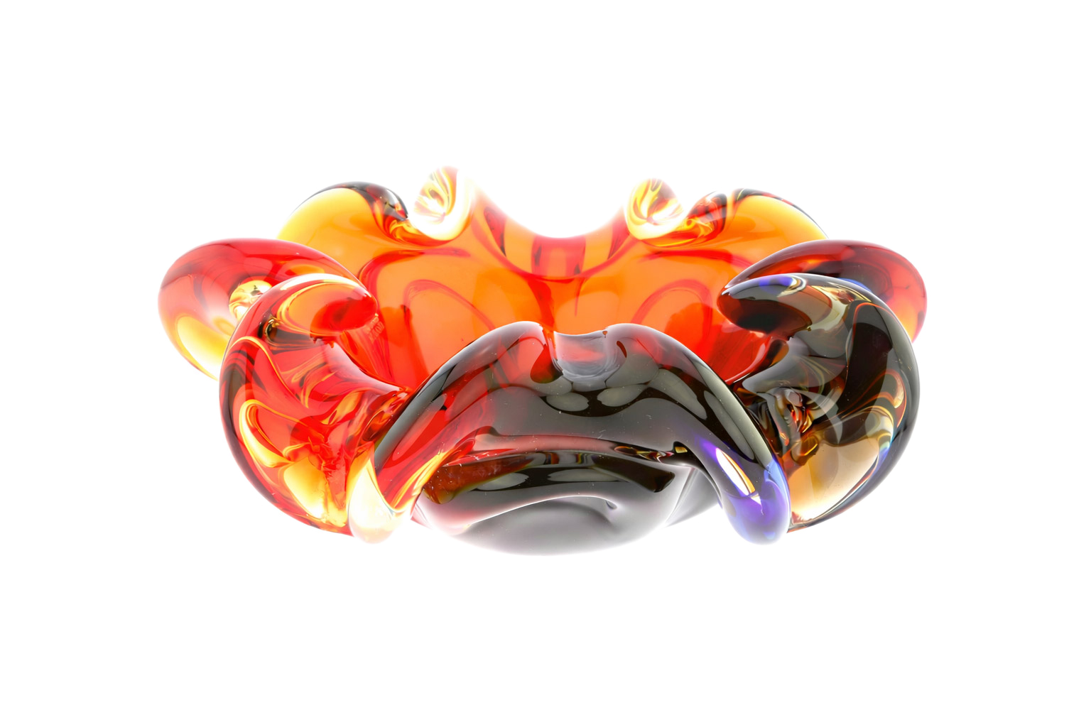 Sommerso Murano Glass Ashtray (Red, Blue, Amber)