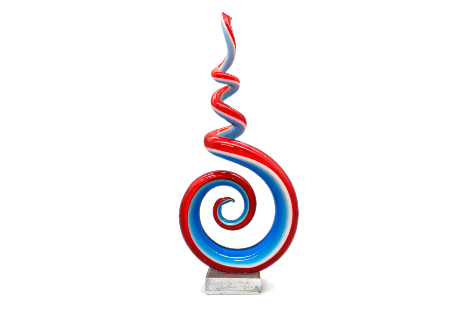 Vintage Murano Glass “Spiral” Sculpture – (Red, White, Blue)