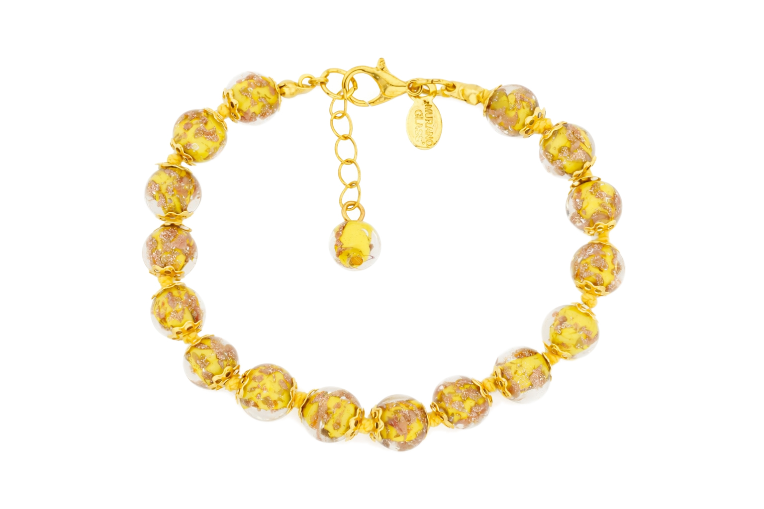 "Yellow" Murano Glass Bracelet – (Avventurina/Sommerso)